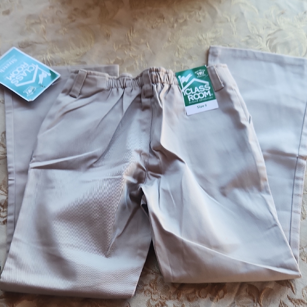Classroom School Uniforms Stretch Pants Boys Girls Size 6 Khaki New